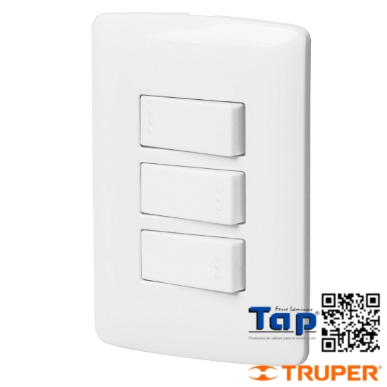 Imagen de PLACA ARMADA 2 INTERRUPTOR 1 ESCALERA BLANCO LINEA ITALIANA