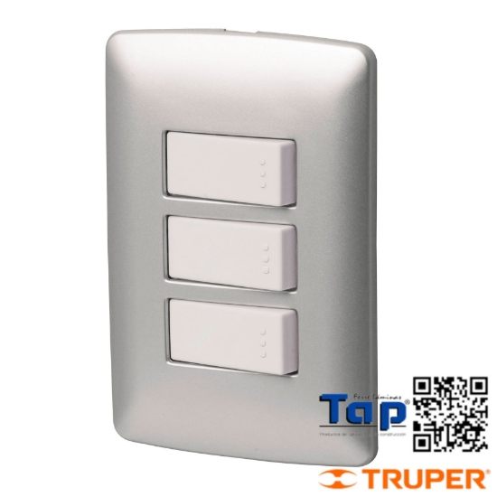 Imagen de PLACA ARMADA 2 INTERRUPTOR 1 ESCALERA PLATA LINEA ITALIANA