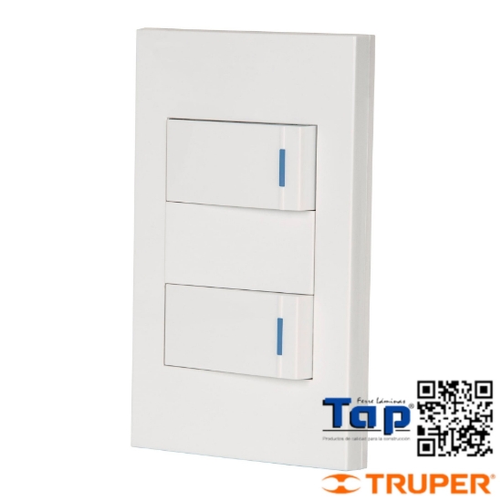 Imagen de PLACA ARMADA 2 INTERRUPTOR 1 MOD ESPAÑOLA BLANCO