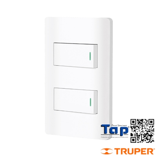 Imagen de PLACA ARMADA 2 INTERRUPTOR 1 MOD LISBOA BLANCA