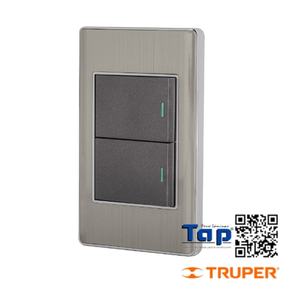 Imagen de PLACA ARMADA 2 INTERRUPTOR 1.5 MOD LISBOA ACERO INOX
