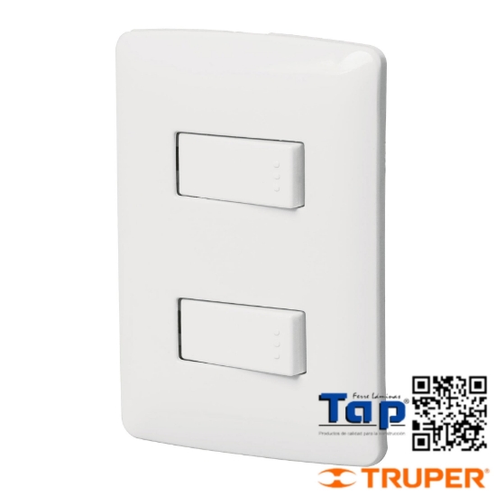 Imagen de PLACA ARMADA 2 INTERRUPTOR SENCILLOS BLANCO LINEA ITALIANA