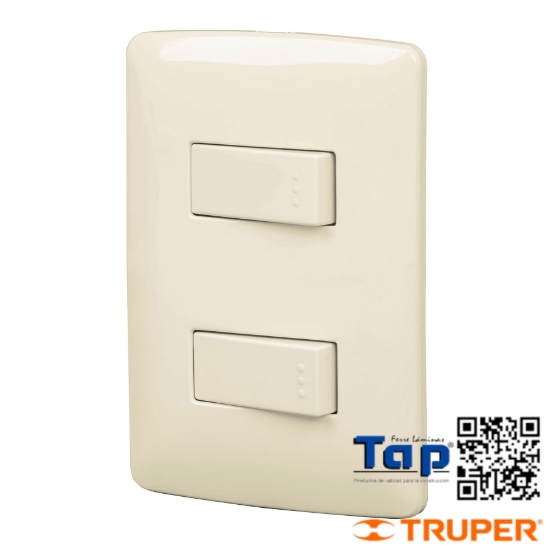 Imagen de PLACA ARMADA 2 INTERRUPTOR SENCILLOS MARFIL LINEA ITALIANA