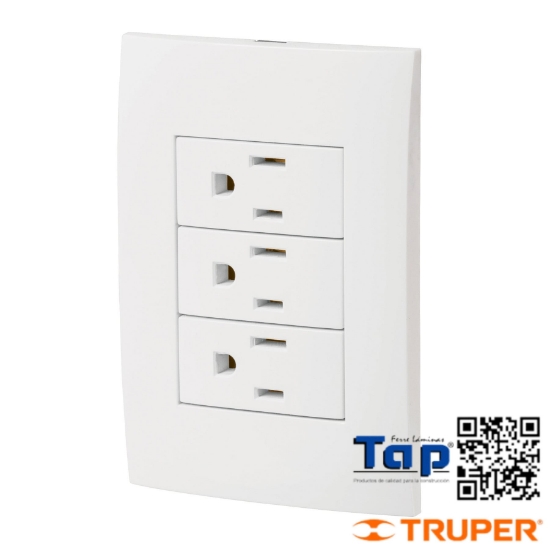 Imagen de PLACA ARMADA 3 CONTACTOS ATERRIZADOS LINEA OSLO BLANCO