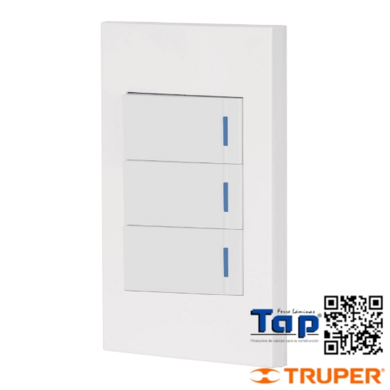 Imagen de PLACA ARMADA 3 INTERRUPTOR 1 MOD ESPAÑOLA BLANCO