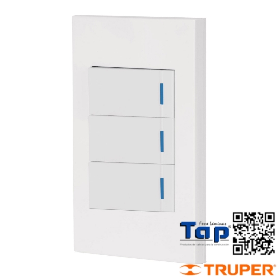 Imagen de PLACA ARMADA 3 INTERRUPTOR 13 VIAS 1 MOD ESPAÑOLA BLANCO