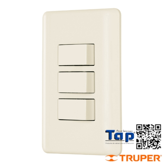 Imagen de PLACA ARMADA 3 INTERRUPTOR MARFIL VOLTECK
