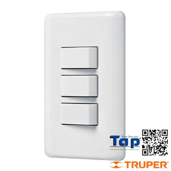 Imagen de PLACA ARMADA C 3 INTERRUPTOR SENCILLOS VOLTECK BASIC