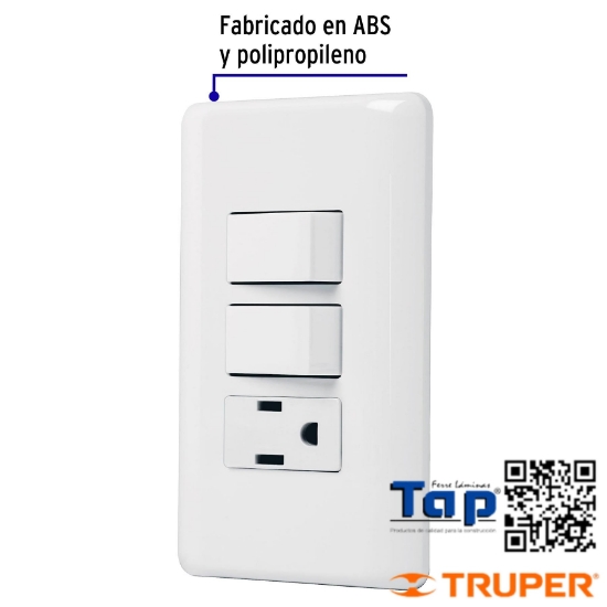 Imagen de PLACA ARMADA C CONTACTO Y 2 INTERRUPTOR SENCILLOS BASIC