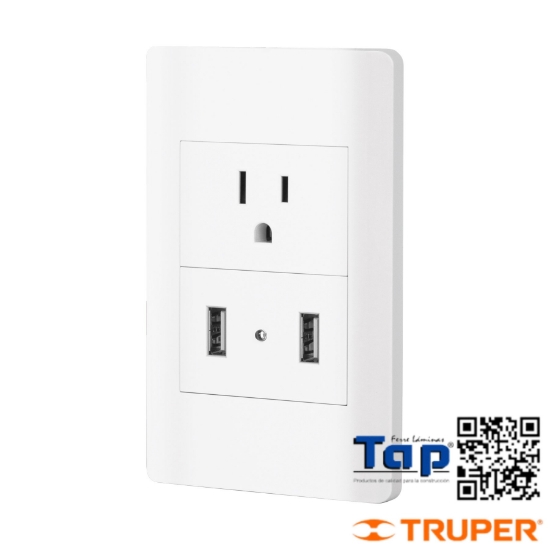 Imagen de PLACA ARMADA CONTACTO Y 2 PUERTOS USB 1.5 MOD LISBOA BLANCA