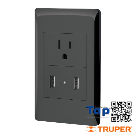 Imagen de PLACA ARMADA CONTACTO Y 2 PUERTOS USB 1.5 MOD LISBOA NEGRA