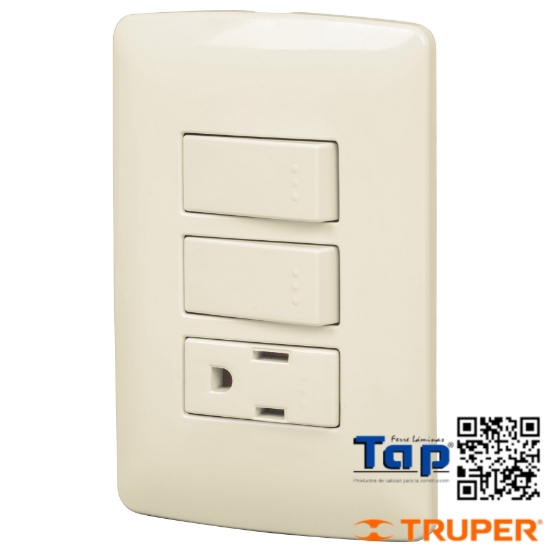 Imagen de PLACA ARMADA CONTACTO 2 INTERRUPTOR BLANCO LINEA ITALIANA