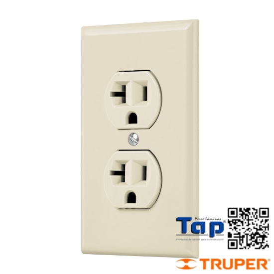 Imagen de PLACA ARMADA CONTACTO DUPLEX,2 POLOS LINEA STD MARFIL