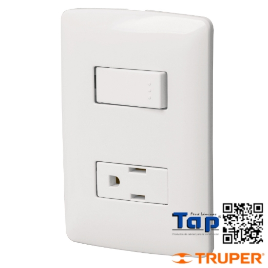 Imagen de PLACA ARMADA CONTACTO E INTERRUPTOR BLANCO LINEA ITALIANA