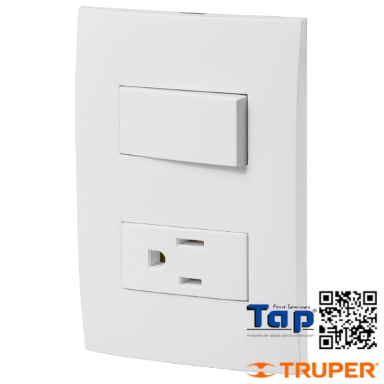 Imagen de PLACA ARMADA CONTACTO E INTERRUPTOR LINEA OSLO BLANCO