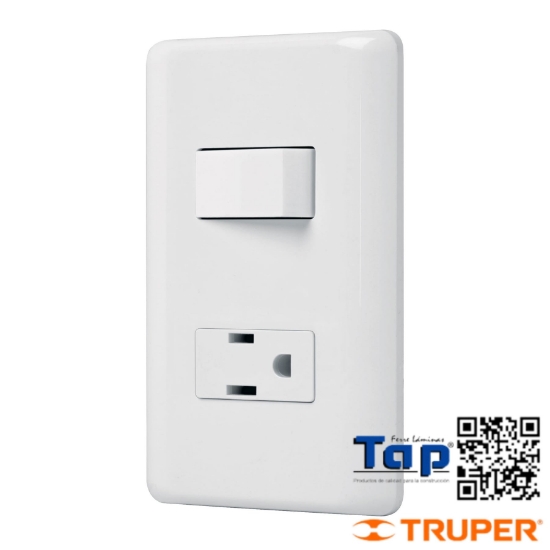 Imagen de PLACA ARMADA CONTACTO E INTERRUPTOR SENCILLO VOLTECK BASIC