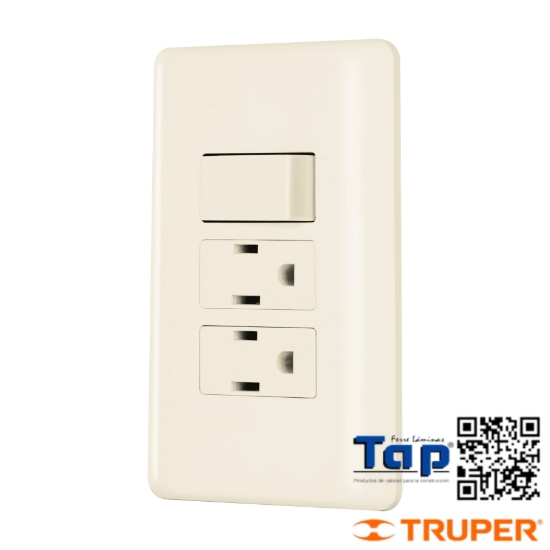 Imagen de PLACA ARMADA INTERRUPTOR Y 2 CONTACTOS MARFIL BASIC