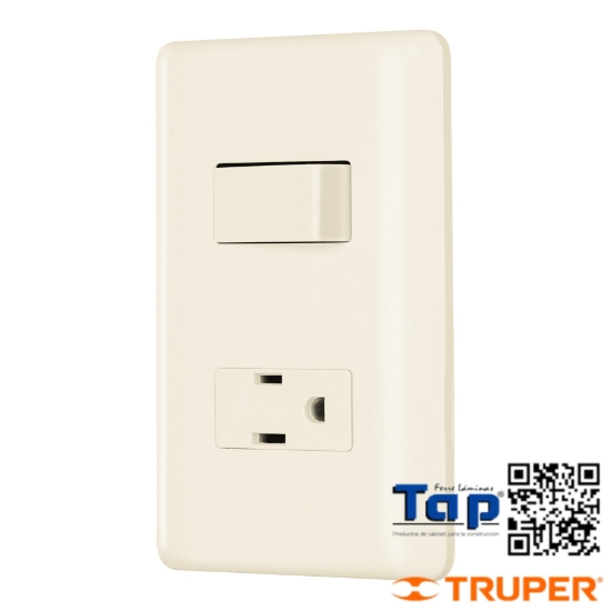Imagen de PLACA ARMADA INTERRUPTOR Y CONTACTO MARFIL VOLTECK