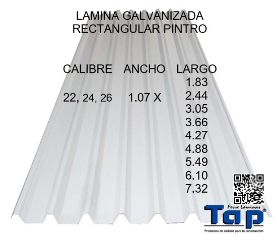 Imagen de LAMINA GALVANIZADA RECTANGULAR PINTRO