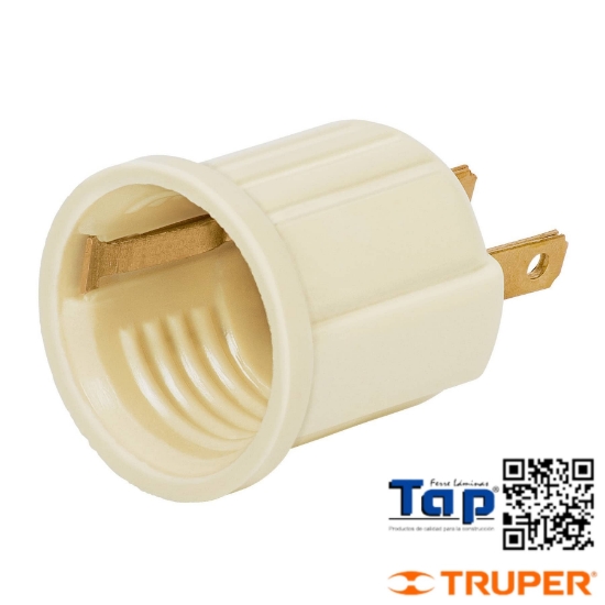 Imagen de PORTALAMP BAQUELITA C ADAPTADOR MARFIL VOLTECK