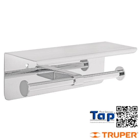 Imagen de PORTARROLLO DOBLE EN CROMO C SOPORTE P CELULAR FOSET
