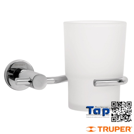 Imagen de PORTAVASO CEPILLERO CROMO C VASO VIDRIO FOSET B