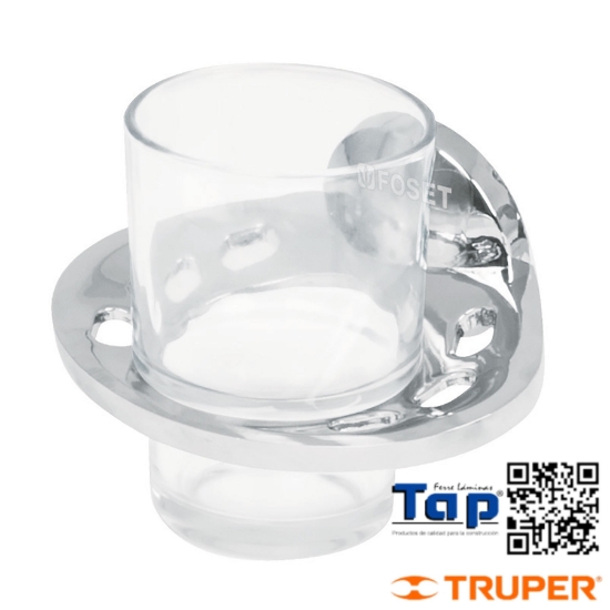 Imagen de PORTAVASO CEPILLERO METALICO C VASO VIDRIO FOSET A