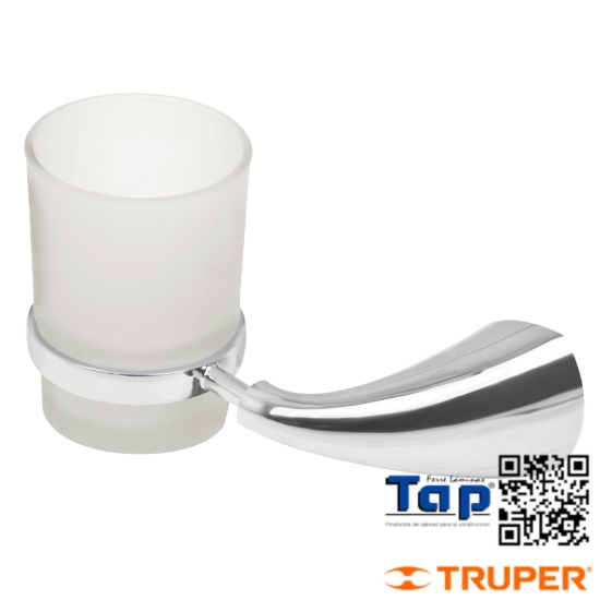 Imagen de PORTAVASO CEPILLERO METALICO C VASO VIDRIO FOSET B