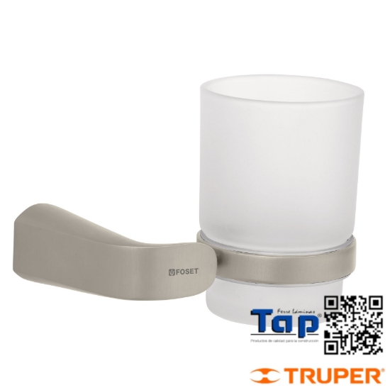 Imagen de PORTAVASO CEPILLERO SATIN C VASO VIDRIO FOSET A