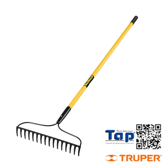 Imagen de RASTRILLO JARDINERO 16 DIENTES MANGO 60" FIBRA VIDRIO