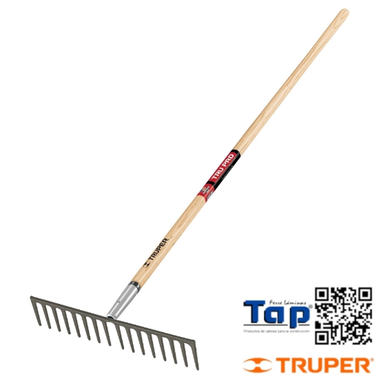 Imagen de RASTRILLO RECTO REF 16 DIENTES MANGO 60" TRUPER