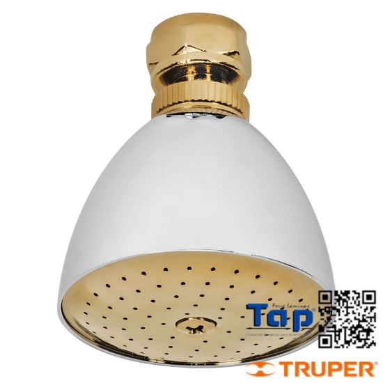 Imagen de REGADERA CONICA 062 2-1/2" CROMO-ORO SIN BRAZO FOSET
