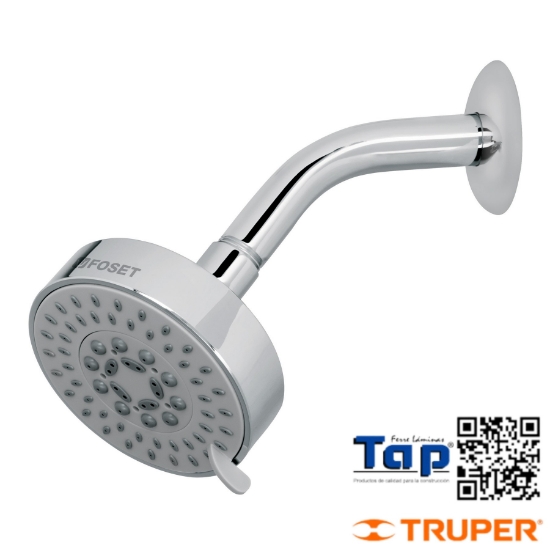 Imagen de REGADERA CROMO 100 4" C 5 FUNCIONES C BRAZO FOSET