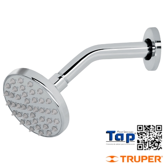 Imagen de REGADERA CROMO 100 4" PLATO REDONDO C BRAZO FOSET