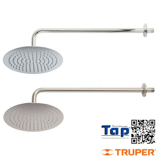 Imagen de REGADERA CROMO 250 10" PLATO REDONDO DELGADO C BRAZO FOSET