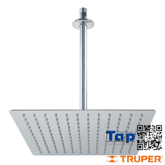 Imagen de REGADERA CROMO 300 12" PLATO CUADRADO DELGADO C BRAZO FOSET