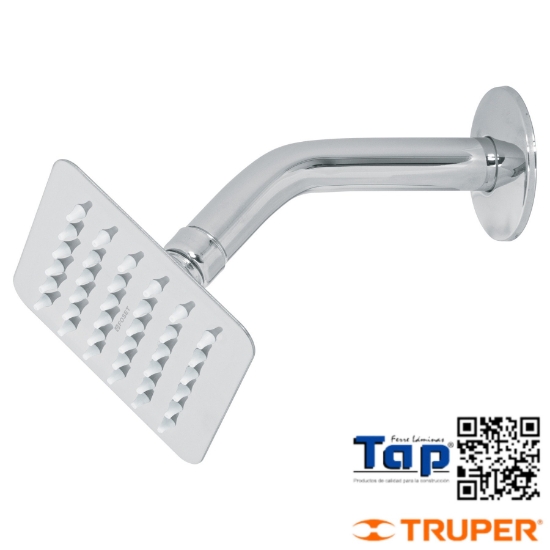 Imagen de REGADERA CUA 100 4" ACERO INOX C BRAZO CROMO TUBIG