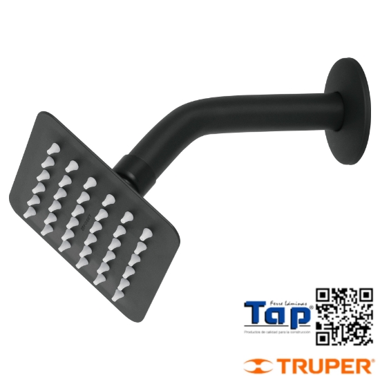 Imagen de REGADERA CUA 100 4" ACERO INOX C BRAZO NEGRO TUBIG