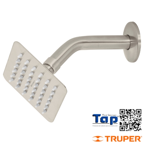 Imagen de REGADERA CUA 100 4" ACERO INOX C BRAZO SATIN TUBIG