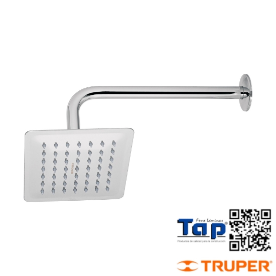 Imagen de REGADERA CUA 150 6" ACERO INOX C BRAZO CROMO TUBIG