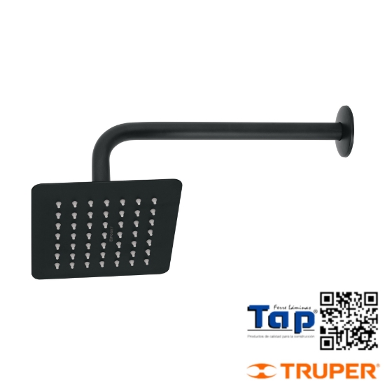 Imagen de REGADERA CUA 150 6" ACERO INOX C BRAZO NEGRO TUBIG