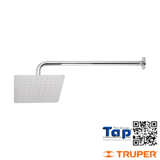 Imagen de REGADERA CUA 200 8" ACERO INOX C BRAZO CROMO TUBIG
