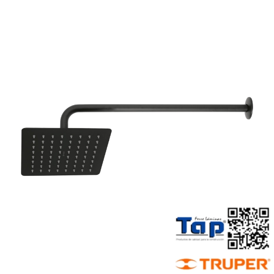 Imagen de REGADERA CUA 200 8" ACERO INOX C BRAZO NEGRO TUBIG