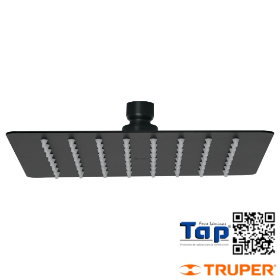 Imagen de REGADERA CUA 200 8" ACERO INOX SIN BRAZO NEGRO TUBIG