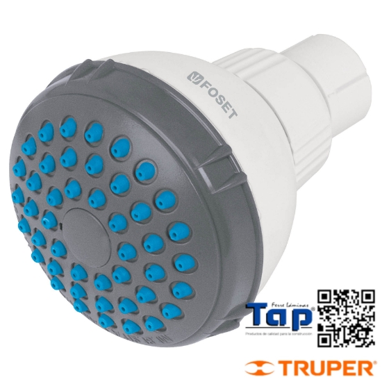 Imagen de REGADERA REDONDA ABS 062 2-1/2" GRIS-BLANCA SIN BRAZO FOSET