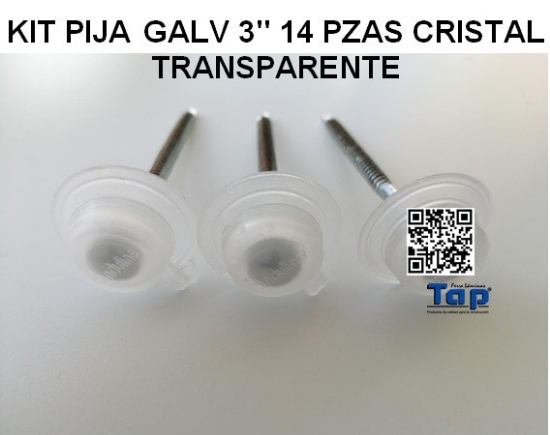 Imagen de KIT PIJA GALV 3" 14 PZAS CRISTAL TRANSPARENTE