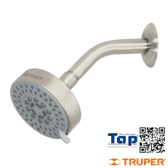 Imagen de REGADERA SATIN 100 4" C 5 FUNCIONES C BRAZO FOSET