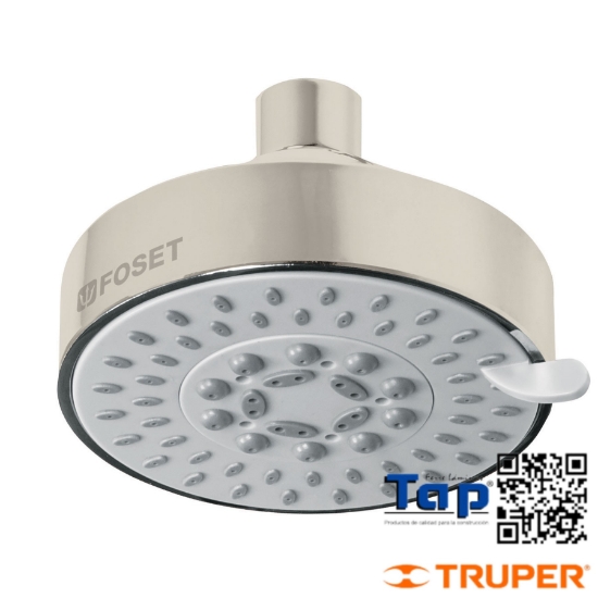 Imagen de REGADERA SATIN 100 4" C 5 FUNCIONES SIN BRAZO FOSET