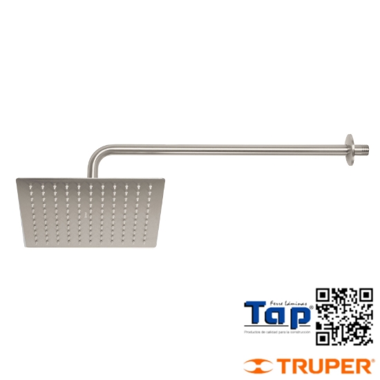 Imagen de REGADERA SATIN 250 10" PLATO CUADRADO DELGADO C BRAZO FOSET