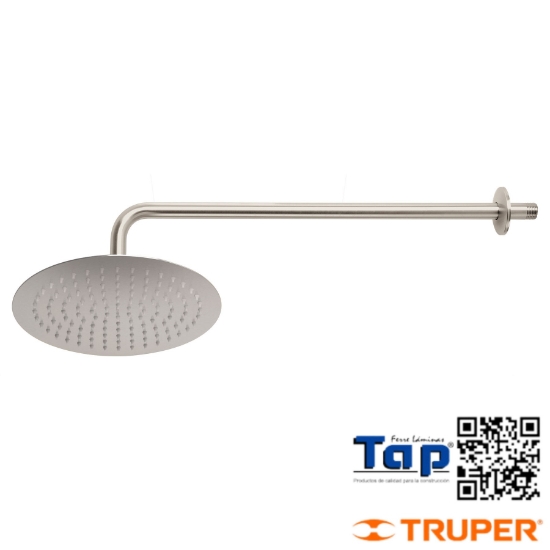 Imagen de REGADERA SATIN 250 10" PLATO REDONDO DELGADO C BRAZO FOSET